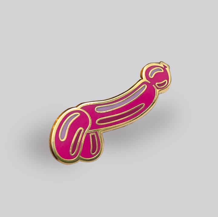 Pin shaped like penis and balls balloon