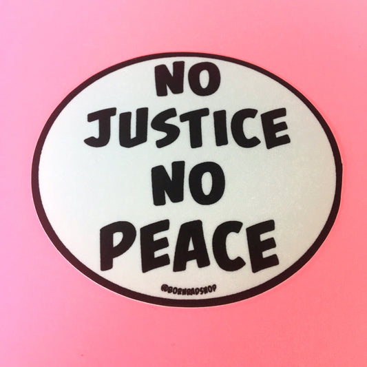 No Justice No Peace Oval Sticker