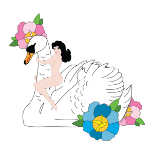 Woman With Swan Sticker