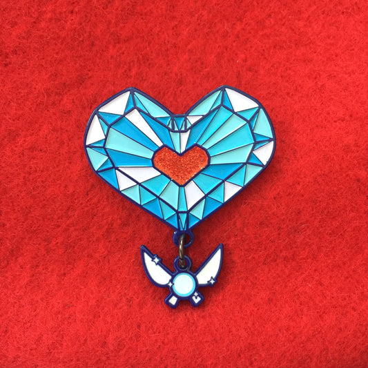 Crystal Heart Piece Pin