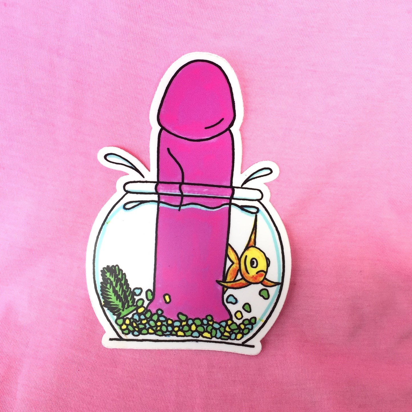Pink Dildo Fishbowl Sticker