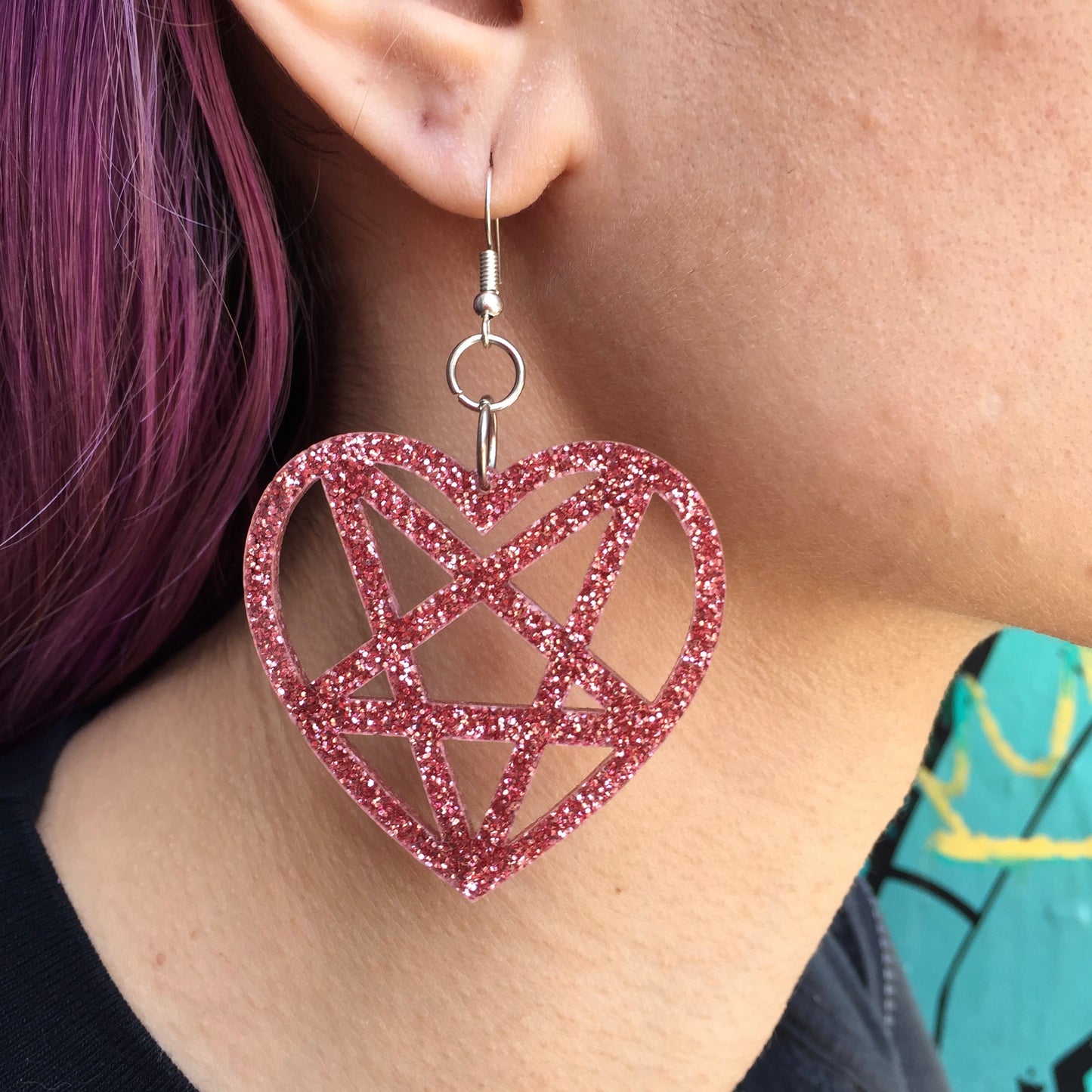 Pentagram Heart Earrings