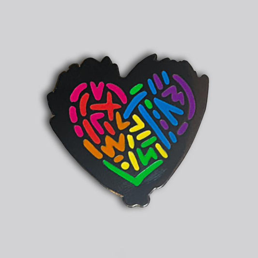 Messy Rainbow Heart Pin