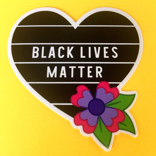 Black Lives Matter Floral Heart Sticker